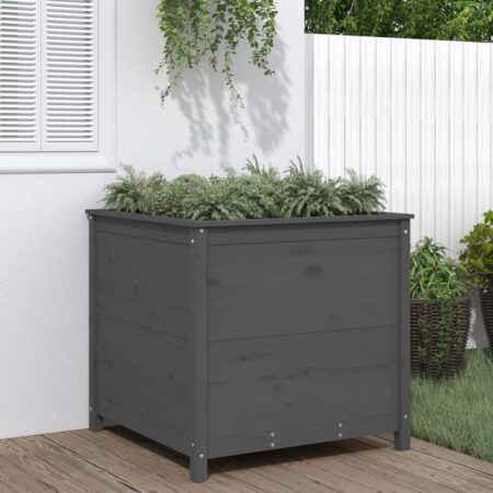 vidaXL plantekasse 82,5x82,5x78 cm massivt fyrretræ grå