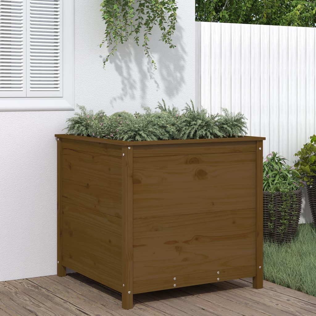 vidaXL plantekasse 82,5x82,5x78 cm massivt fyrretræ gyldenbrun vidaXL plantekasse 82,5x82,5x78 cm massivt fyrretræ gyldenbrun
