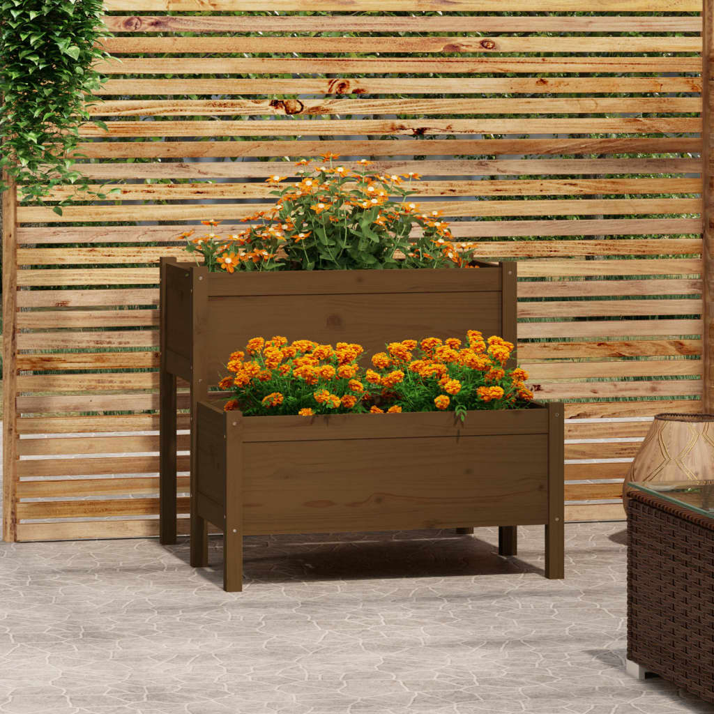 vidaXL plantekasse 84,5x84x75 cm massivt fyrretræ gyldenbrun vidaXL plantekasse 84,5x84x75 cm massivt fyrretræ gyldenbrun