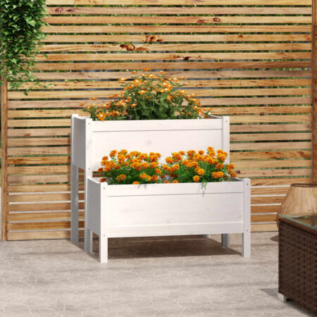 vidaXL plantekasse 84,5x84x75 cm massivt fyrretræ hvid