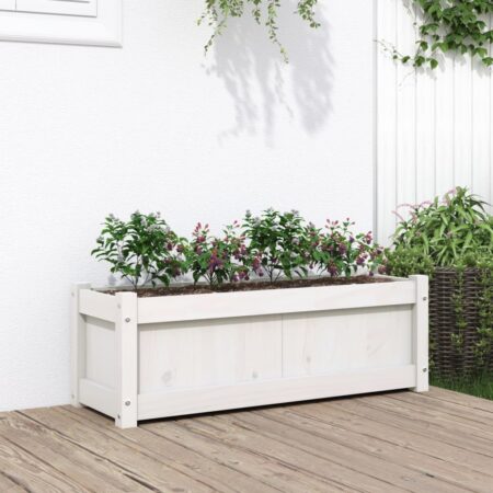 vidaXL plantekasse 90x31x31 cm massivt fyrretræ hvid