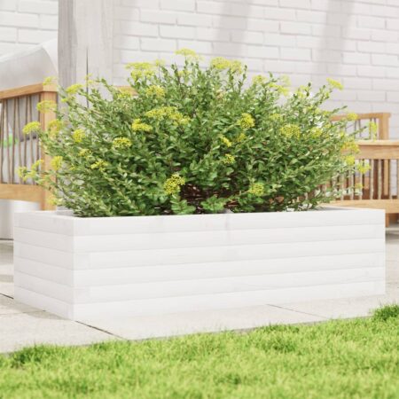vidaXL plantekasse 90x40x23 cm massivt fyrretræ hvid