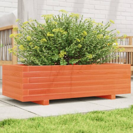 vidaXL plantekasse 90x40x26,5 cm massivt fyrretræ gyldenbrun