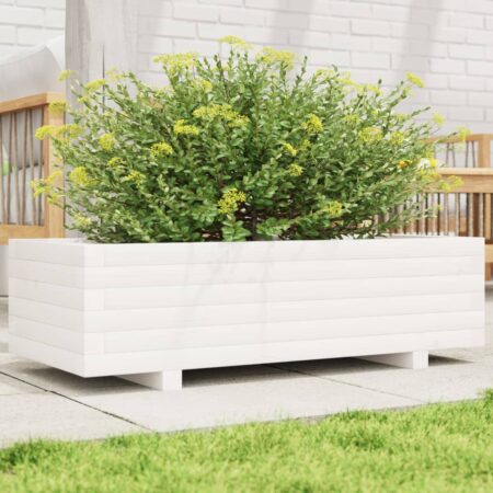 vidaXL plantekasse 90x40x26,5 cm massivt fyrretræ hvid