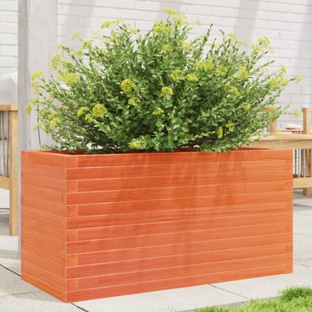 vidaXL plantekasse 90x40x45,5 cm massivt fyrretræ gyldenbrun