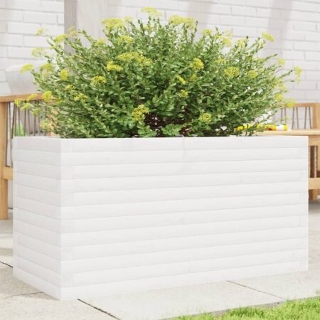 vidaXL plantekasse 90x40x46 cm massivt fyrretræ hvid