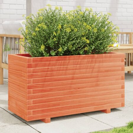 vidaXL plantekasse 90x40x49,5 cm massivt fyrretræ gyldenbrun