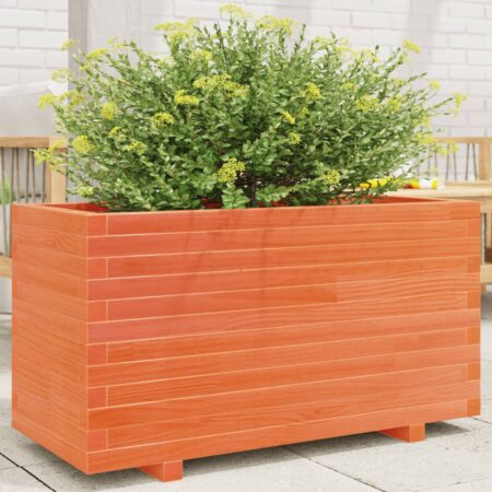 vidaXL plantekasse 90x40x49,5 cm massivt fyrretræ gyldenbrun