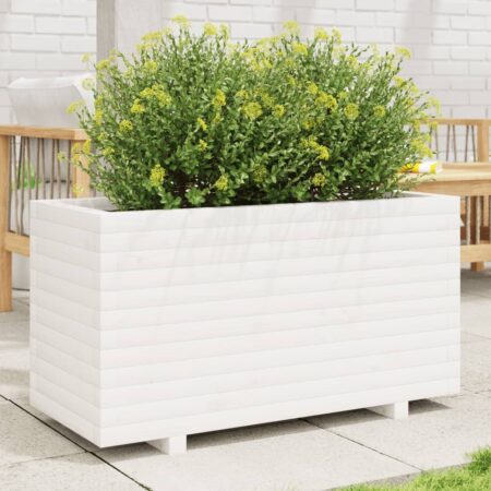 vidaXL plantekasse 90x40x49,5 cm massivt fyrretræ hvid