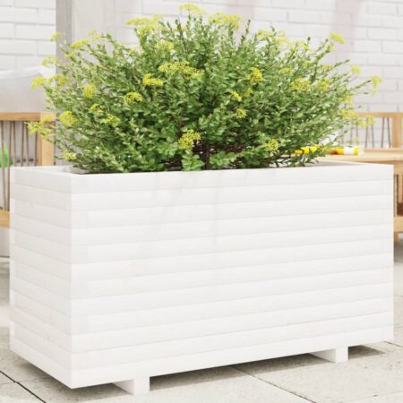 vidaXL plantekasse 90x40x49,5 cm massivt fyrretræ hvid