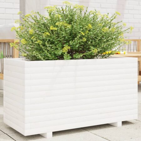 vidaXL plantekasse 90x40x49,5 cm massivt fyrretræ hvid