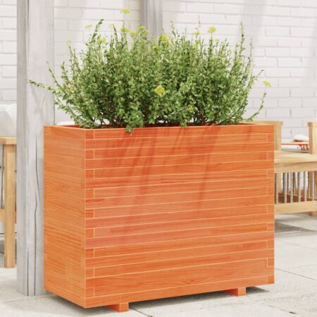 vidaXL plantekasse 90x40x72 cm massivt fyrretræ gyldenbrun