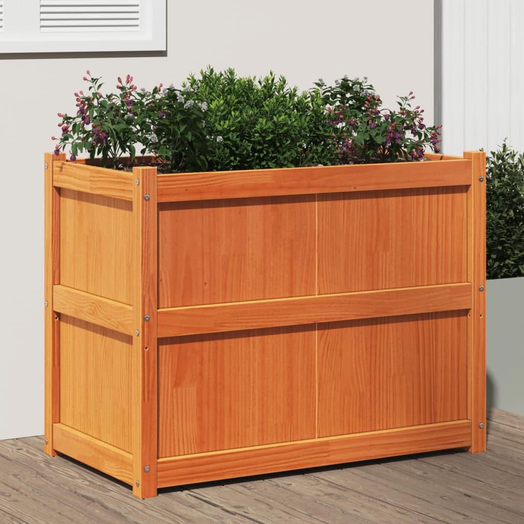 vidaXL plantekasse 90x50x70 cm massivt fyrretræ gyldenbrun vidaXL plantekasse 90x50x70 cm massivt fyrretræ gyldenbrun