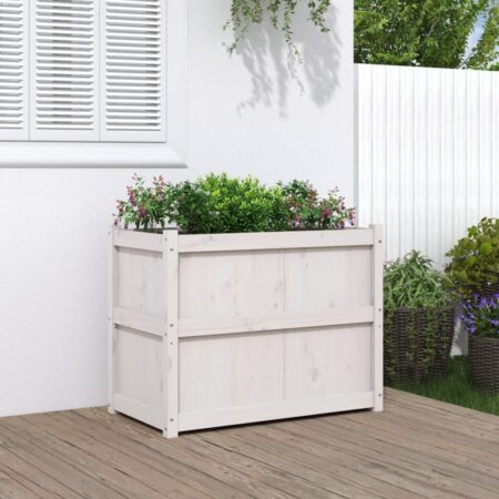 vidaXL plantekasse 90x50x70 cm massivt fyrretræ hvid