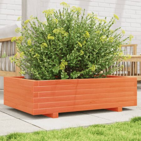 vidaXL plantekasse 90x60x26,5 cm massivt fyrretræ gyldenbrun