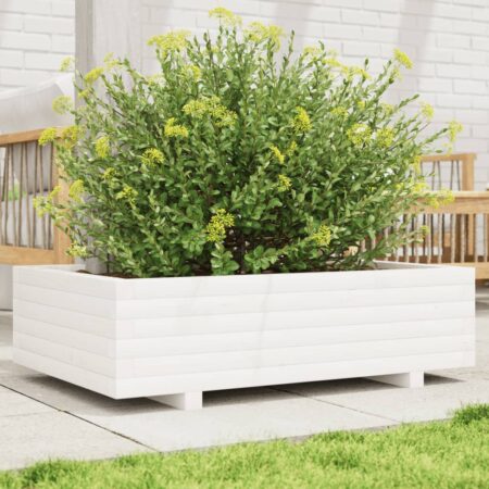 vidaXL plantekasse 90x60x26,5 cm massivt fyrretræ hvid