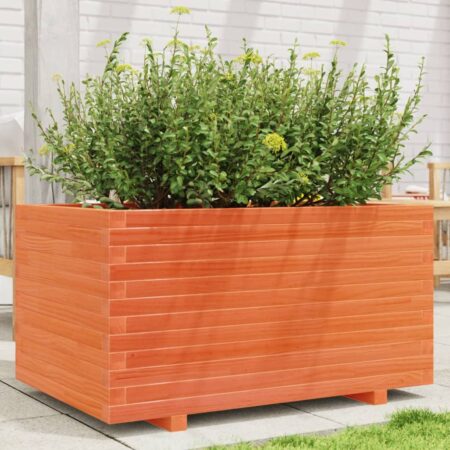 vidaXL plantekasse 90x60x49,5 cm massivt fyrretræ gyldenbrun