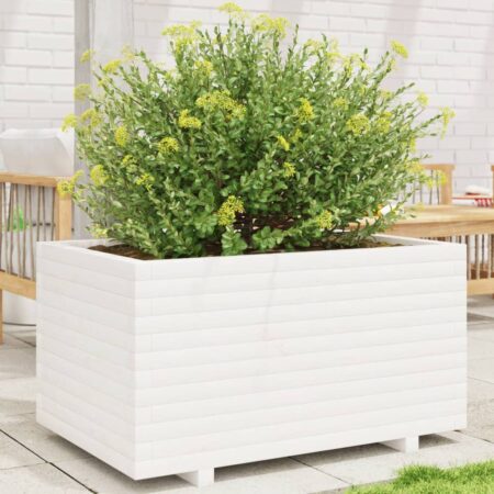 vidaXL plantekasse 90x60x49,5 cm massivt fyrretræ hvid