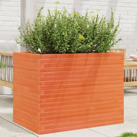 vidaXL plantekasse 90x60x68,5 cm massivt fyrretræ gyldenbrun