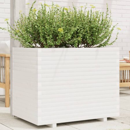 vidaXL plantekasse 90x60x72,5 cm massivt fyrretræ hvid