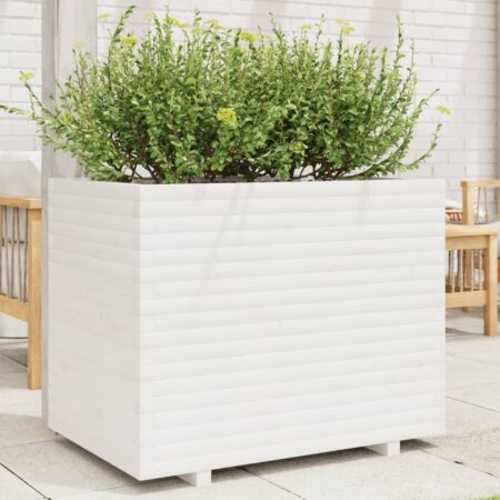 vidaXL plantekasse 90x60x72,5 cm massivt fyrretræ hvid