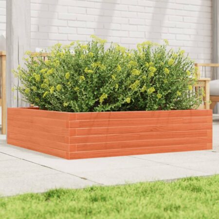 vidaXL plantekasse 90x90x23 cm massivt fyrretræ gyldenbrun