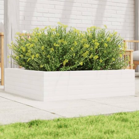 vidaXL plantekasse 90x90x23 cm massivt fyrretræ hvid
