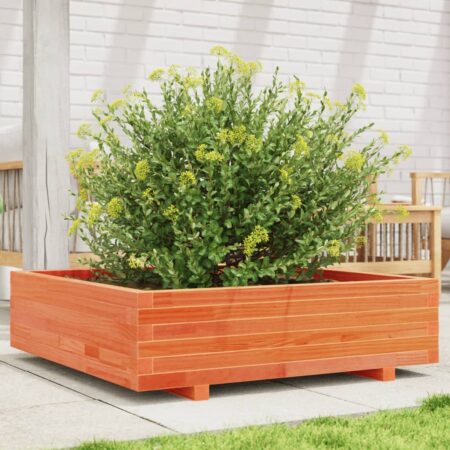vidaXL plantekasse 90x90x26,5 cm massivt fyrretræ gyldenbrun