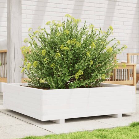 vidaXL plantekasse 90x90x26,5 cm massivt fyrretræ hvid
