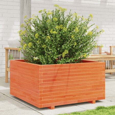 vidaXL plantekasse 90x90x49,5 cm massivt fyrretræ gyldenbrun
