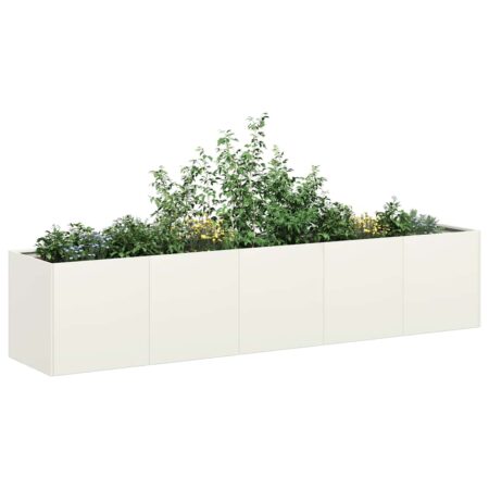vidaXL plantekasse hvid 200x40x40 cm koldvalset stål