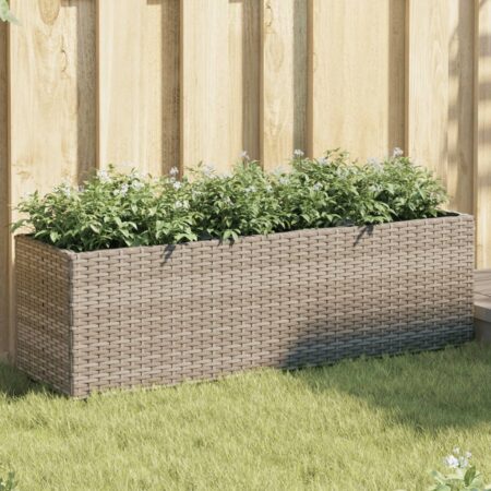 vidaXL plantekasse med 3 krukker 105x30x32 cm polyrattan grå