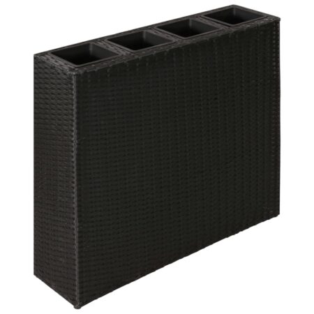 vidaXL plantekasse med 4 krukker polyrattan sort
