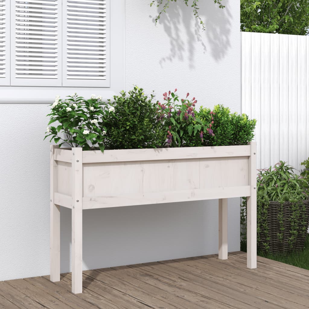 vidaXL plantekasse med ben 110x31x70 cm massivt fyrretræ hvid vidaXL plantekasse med ben 110x31x70 cm massivt fyrretræ hvid