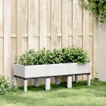 vidaXL plantekasse med ben 120x40x42 cm PP hvid
