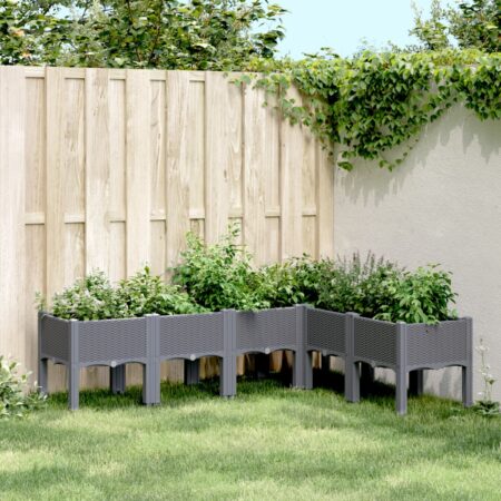 vidaXL plantekasse med ben 160x120x42 cm PP grå