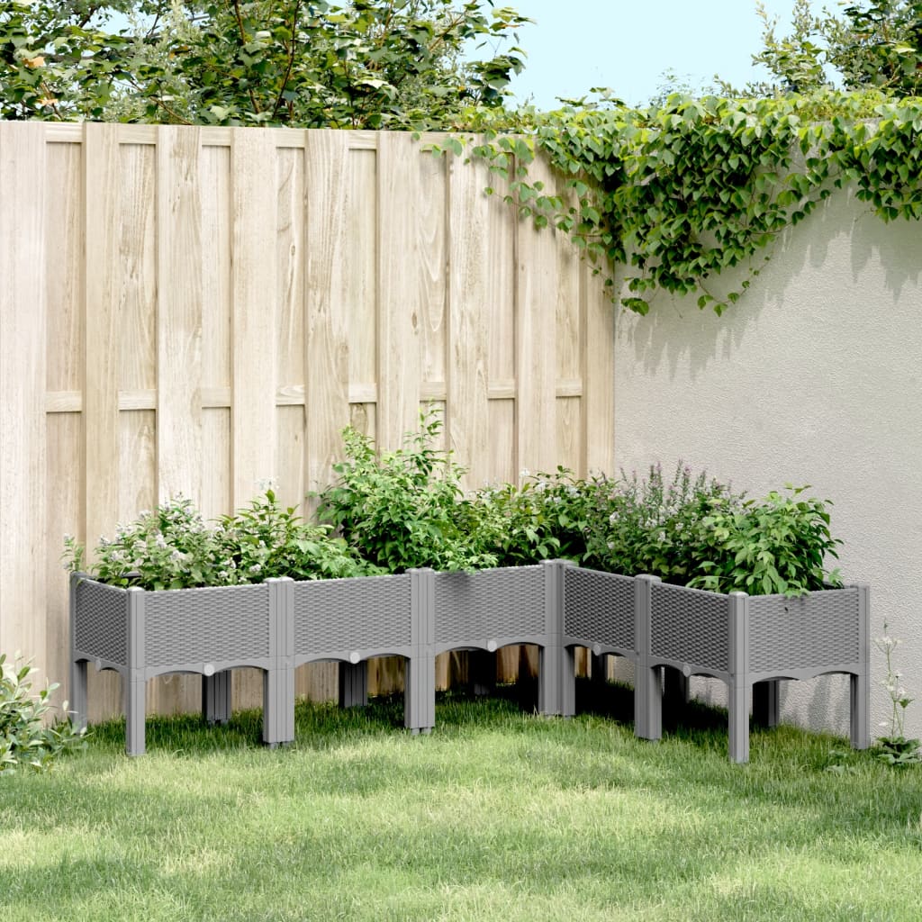vidaXL plantekasse med ben 160x120x42 cm PP lysegrå vidaXL plantekasse med ben 160x120x42 cm PP lysegrå