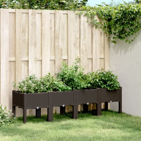 vidaXL plantekasse med ben 160x40x42 cm PP brun
