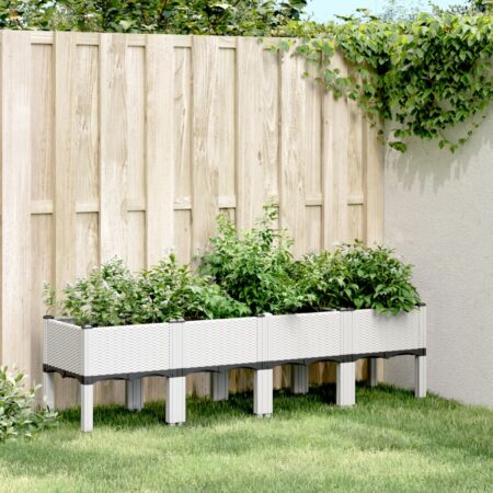 vidaXL plantekasse med ben 160x40x42 cm PP hvid