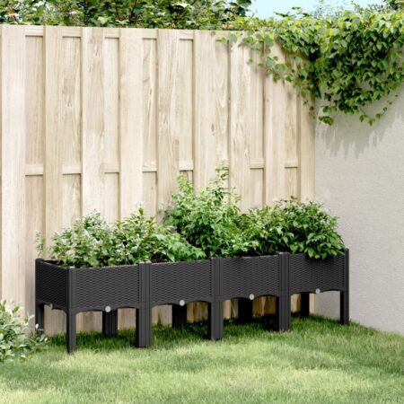 vidaXL plantekasse med ben 160x40x42 cm PP sort