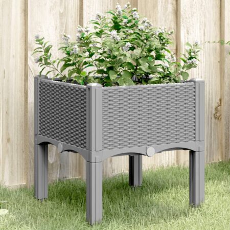 vidaXL plantekasse med ben 40x40x42 cm PP lysegrå