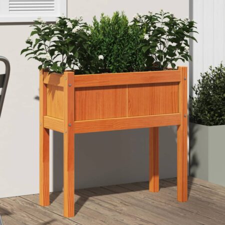 vidaXL plantekasse med ben 70x31x70 cm massivt fyrretræ gyldenbrun