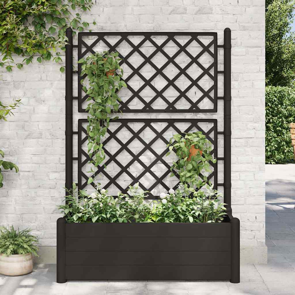 vidaXL plantekasse med espalier 100x43x142 cm PP antracitgrå vidaXL plantekasse med espalier 100x43x142 cm PP antracitgrå
