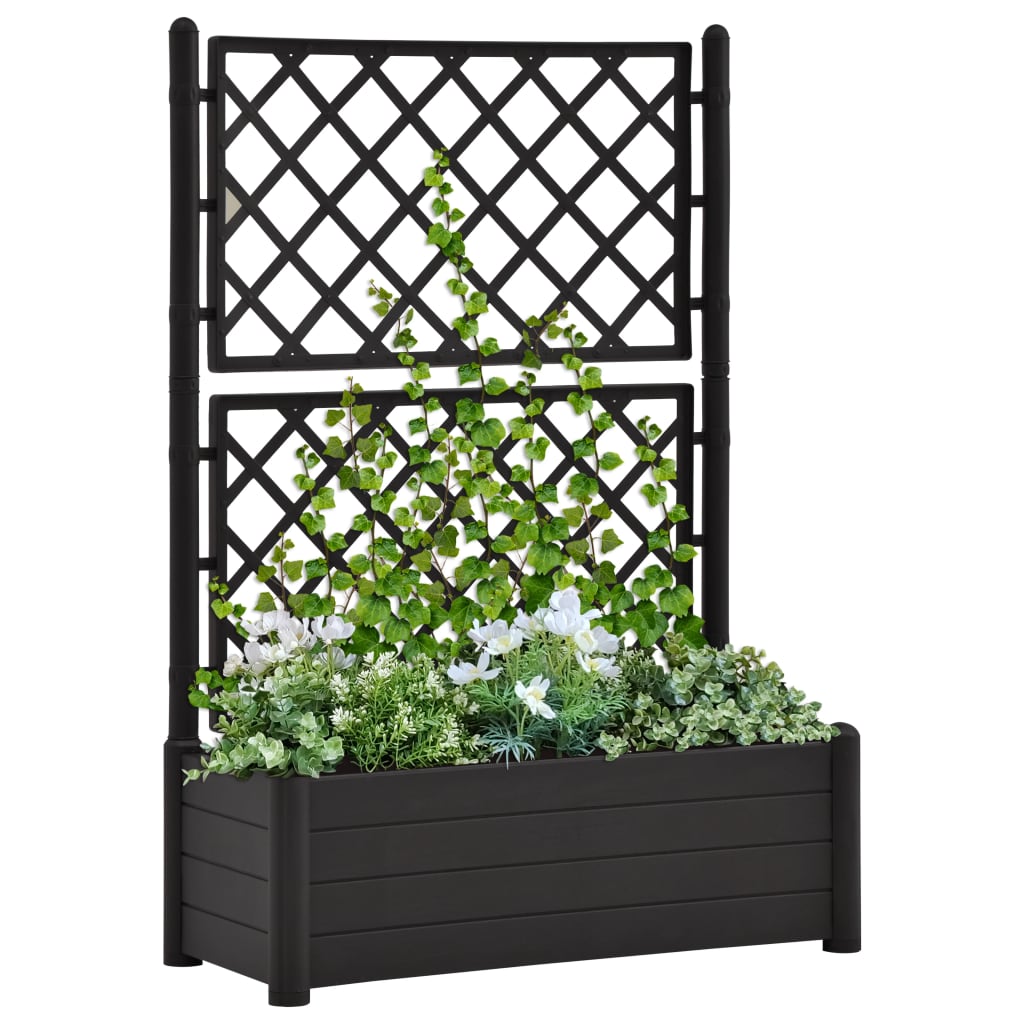 vidaXL plantekasse med espalier 100x43x142 cm PP antracitgrå vidaXL plantekasse med espalier 100x43x142 cm PP antracitgrå