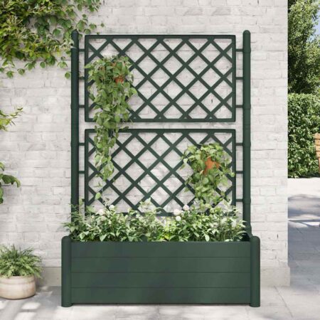 vidaXL plantekasse med espalier 100x43x142 cm PP grøn