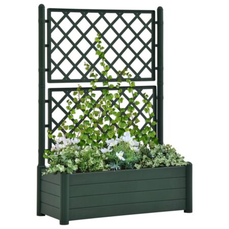 vidaXL plantekasse med espalier 100x43x142 cm PP grøn