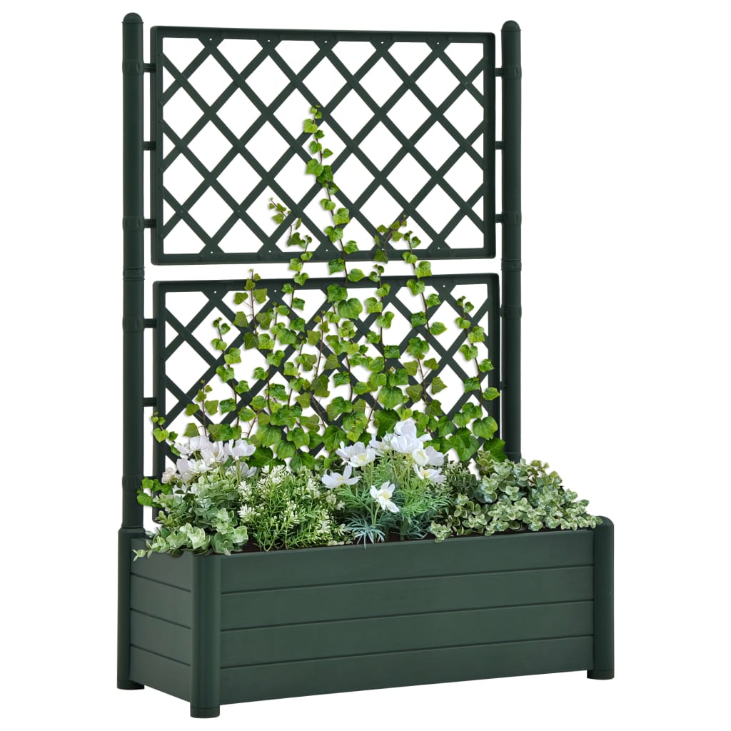 vidaXL plantekasse med espalier 100x43x142 cm PP grøn vidaXL plantekasse med espalier 100x43x142 cm PP grøn