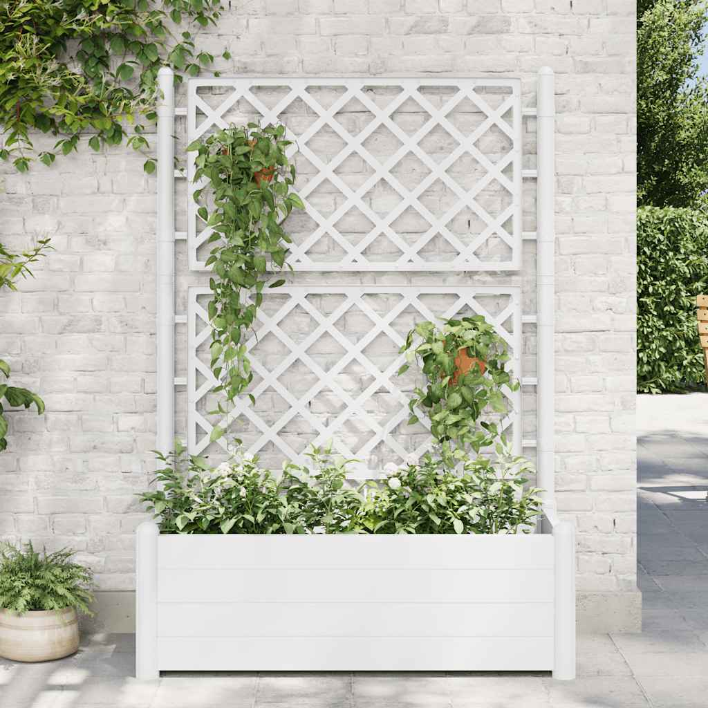vidaXL plantekasse med espalier 100x43x142 cm PP hvid vidaXL plantekasse med espalier 100x43x142 cm PP hvid