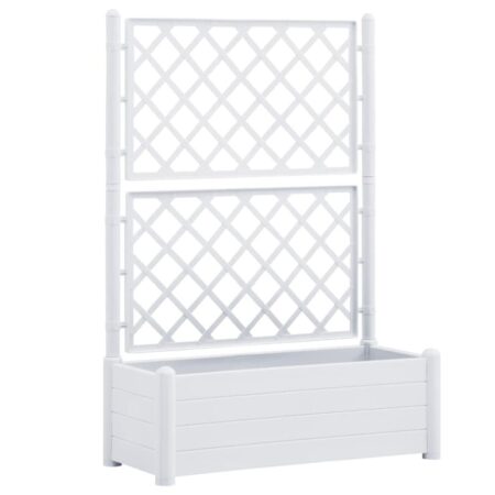 vidaXL plantekasse med espalier 100x43x142 cm PP hvid