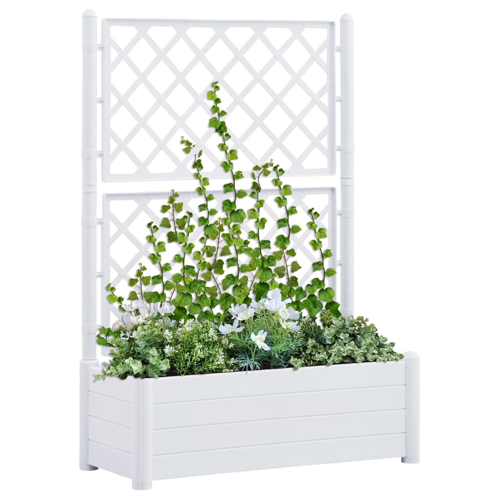 vidaXL plantekasse med espalier 100x43x142 cm PP hvid vidaXL plantekasse med espalier 100x43x142 cm PP hvid